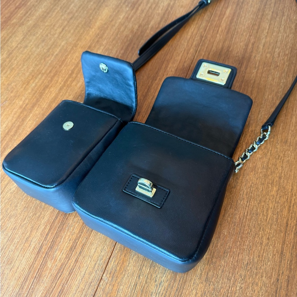 Karl Lagerfeld Dual Black Quilted Crossbody Bag - Picture 5 of 11